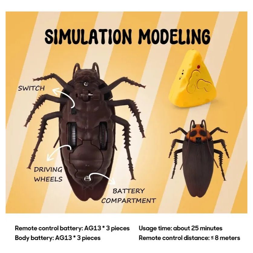 Remote Control Realistic Cockroach | 360 Rotating Creepy RC Cockroach
