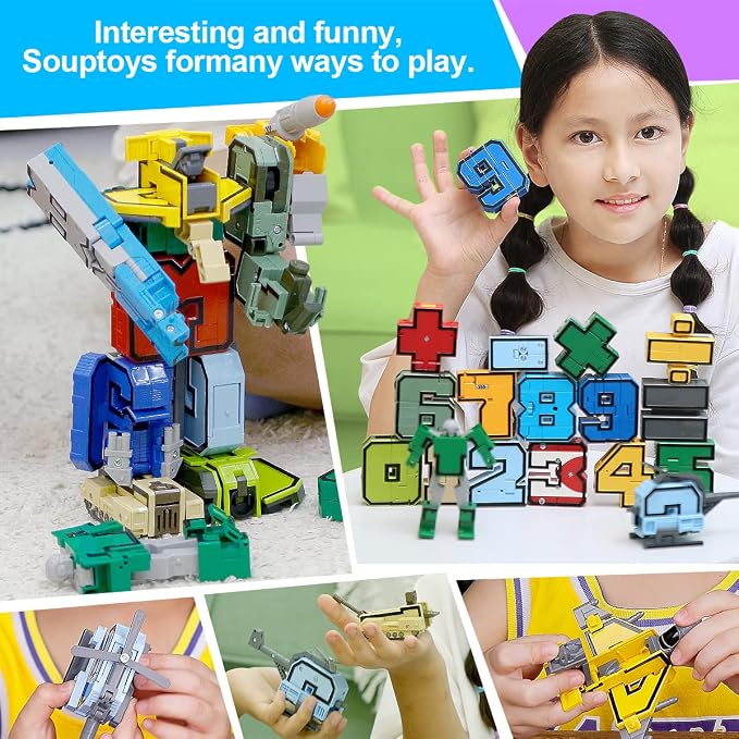 10-Piece Transforming Number Robot Set (0–9)