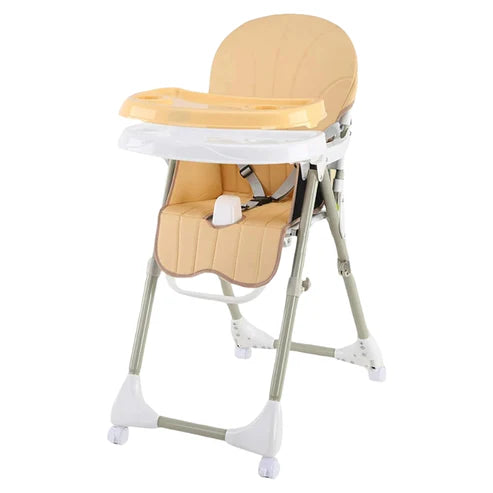 Foldable Baby Eating High Chair | 4 Colors With 4 Wheels & Seat Belt