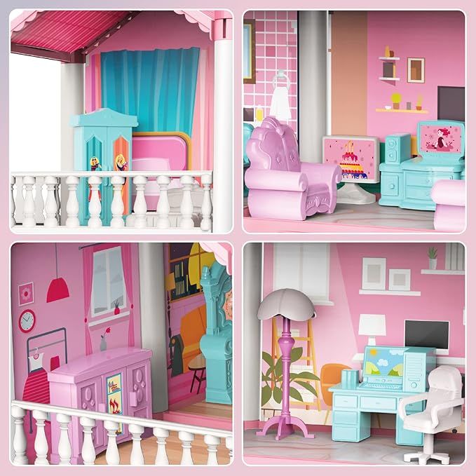 9 Rooms Princess Doll House | 3 Story DIY Play Set for Kids