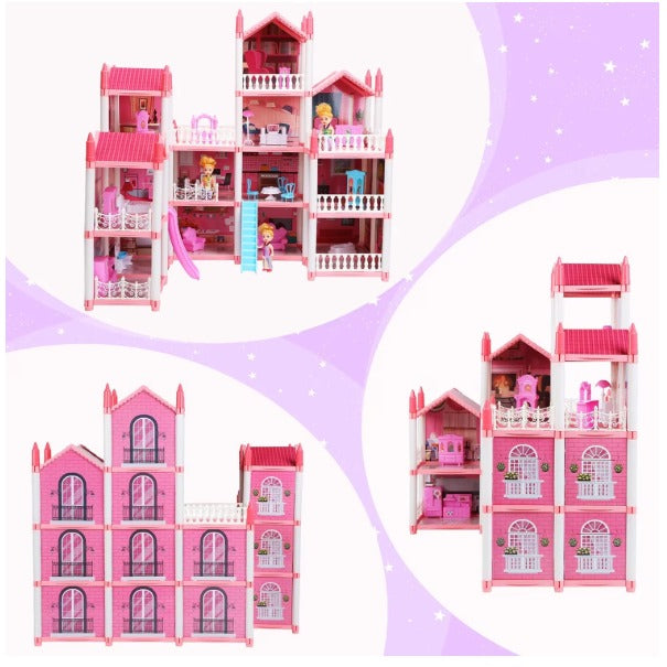 16-Room DIY Doll House Villa Playset for Girls with Accessories