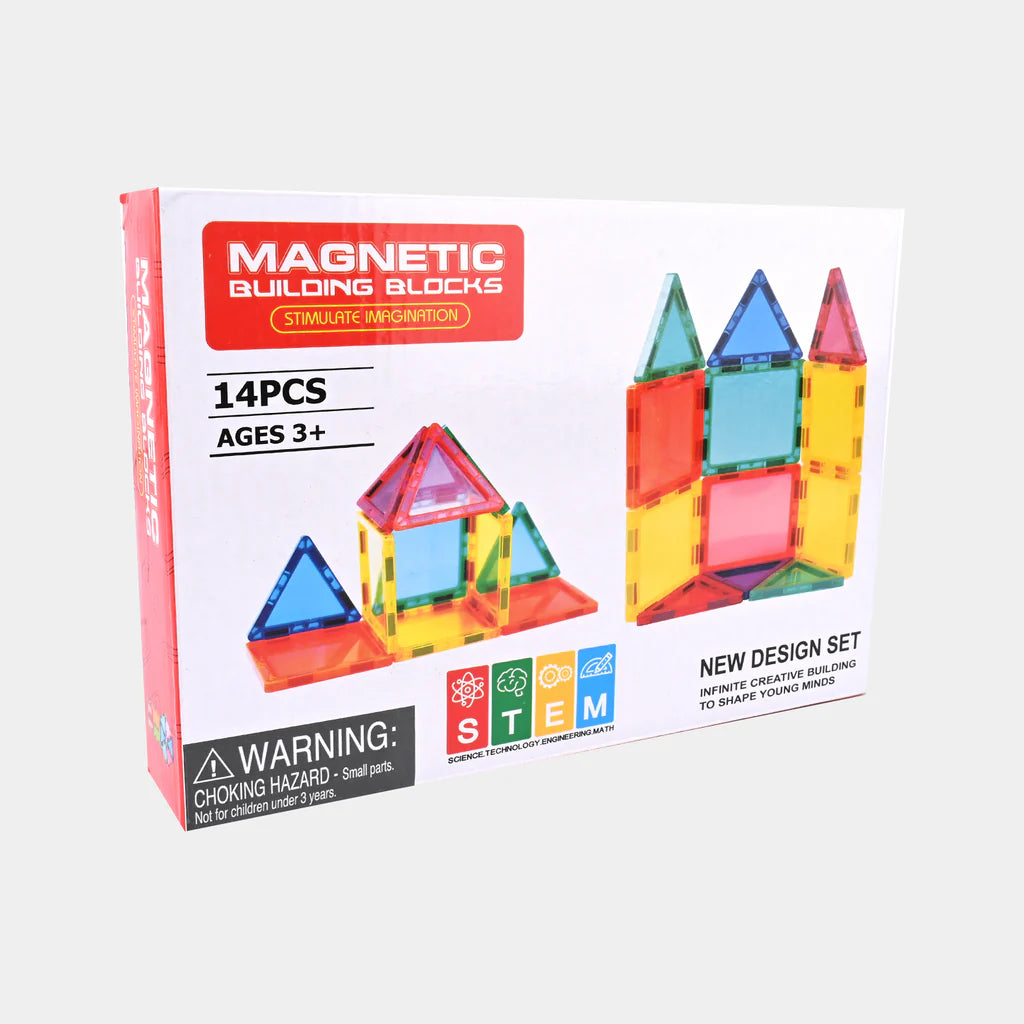 14Pcs Multicolor Magnetic Tiles & Blocks Play Set | DIY Toys