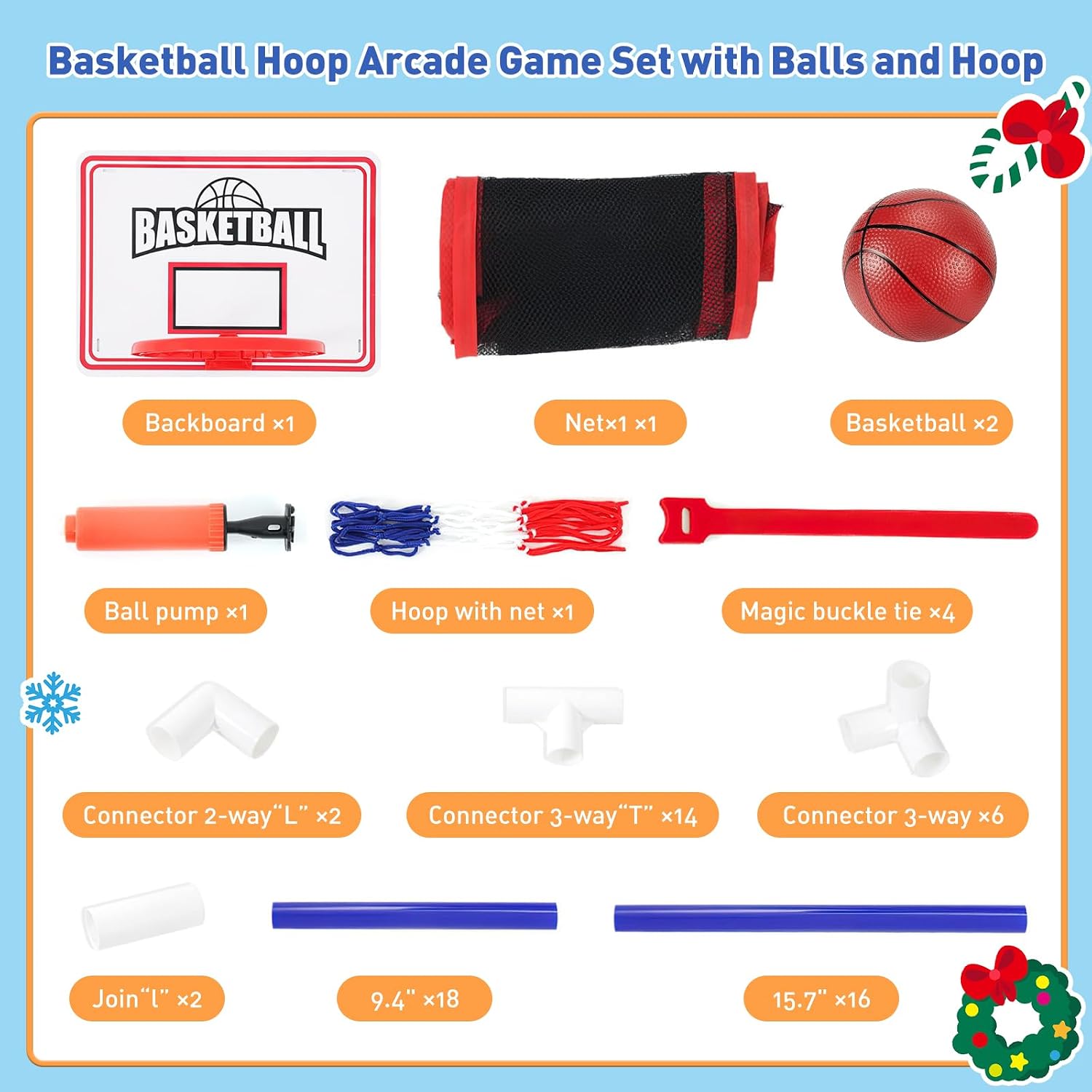 Topi Toys Basketball Set with 2 Hoops & Air Pump