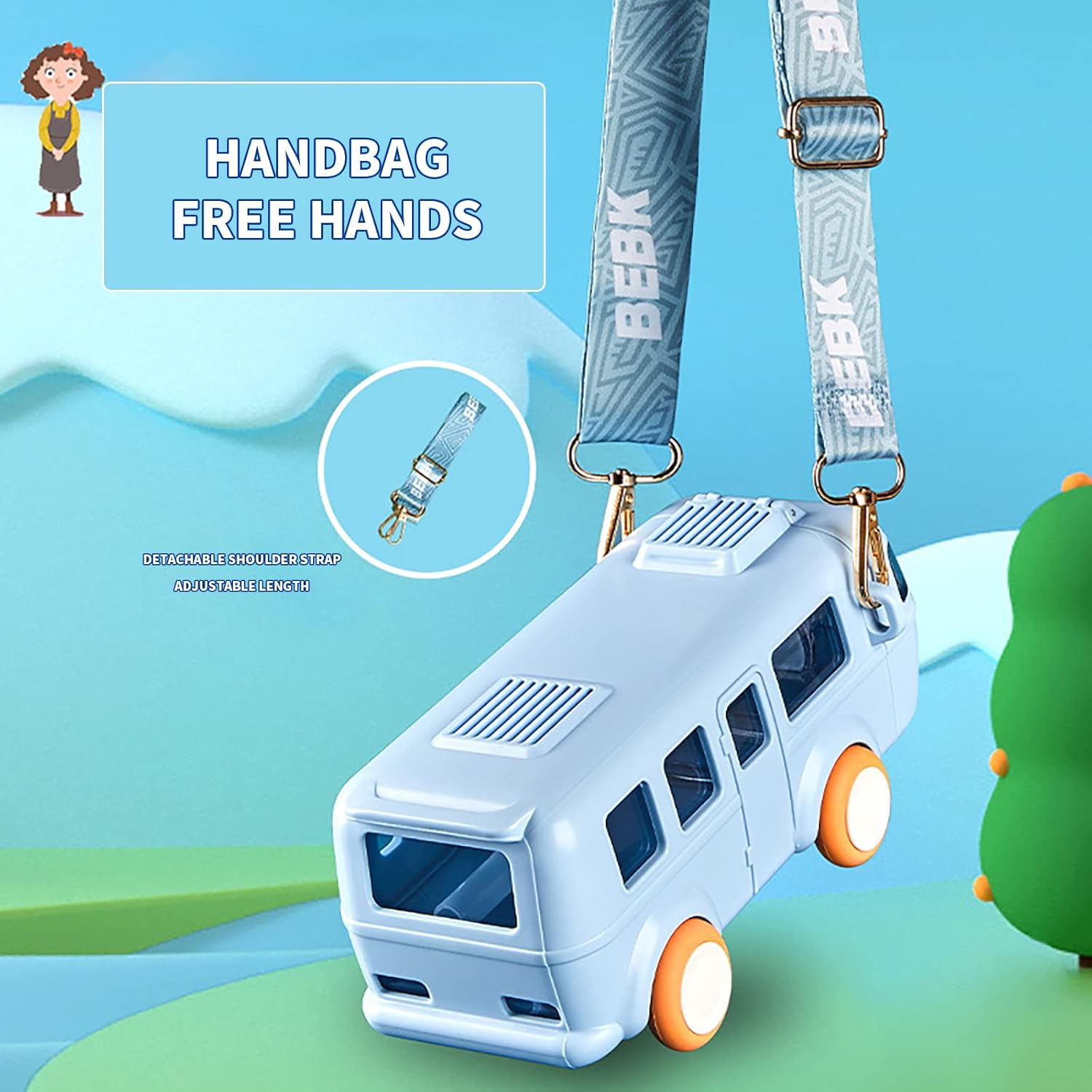 Portable School Bus Shaped Water Bottle With Plastic Straw For Kids