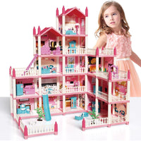 18-Room DIY Doll House Villa Playset for Girls with Accessories