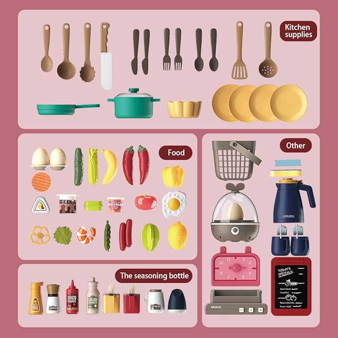 Spray Kitchen Set | 55 Pcs Kitchen Toy Set