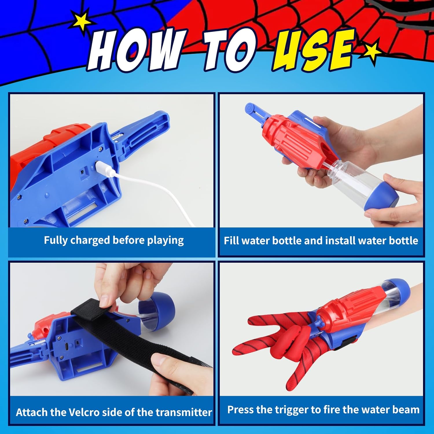 Rechargeable Spider-Man Water Blaster Launcher