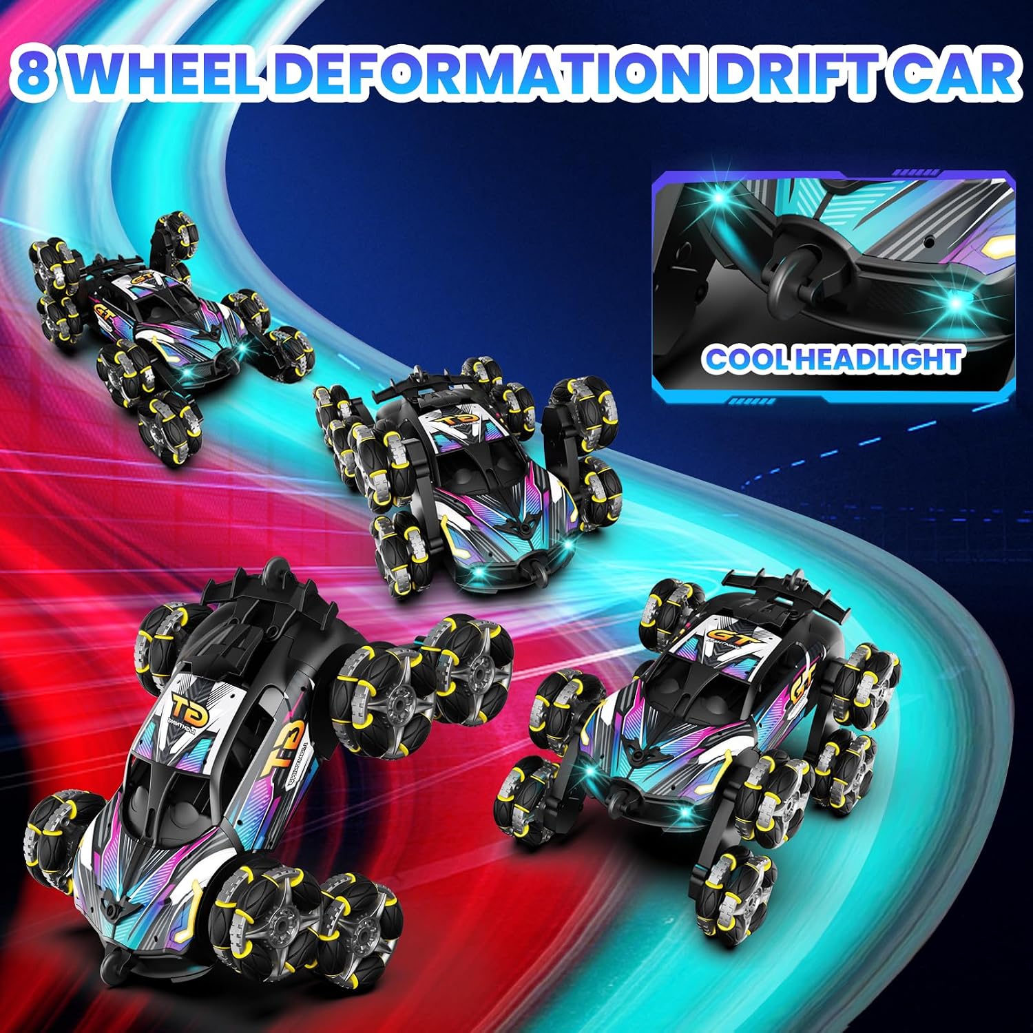 8WD RC Drift-n-Flip Car with Spray & LED Lights