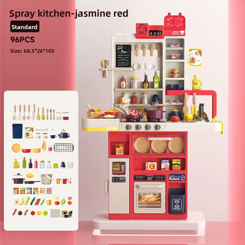 96Pcs Spraying Kitchen Playset With Light & Sound Feature