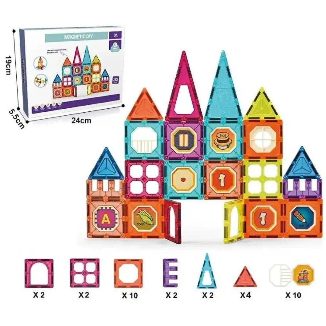 32-Piece Magnetic DIY Building Blocks Set 2-in-1