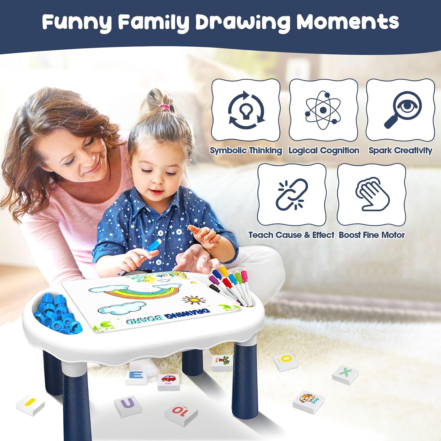 MC346 DIY Puzzle Activity Table with Magnetic Board