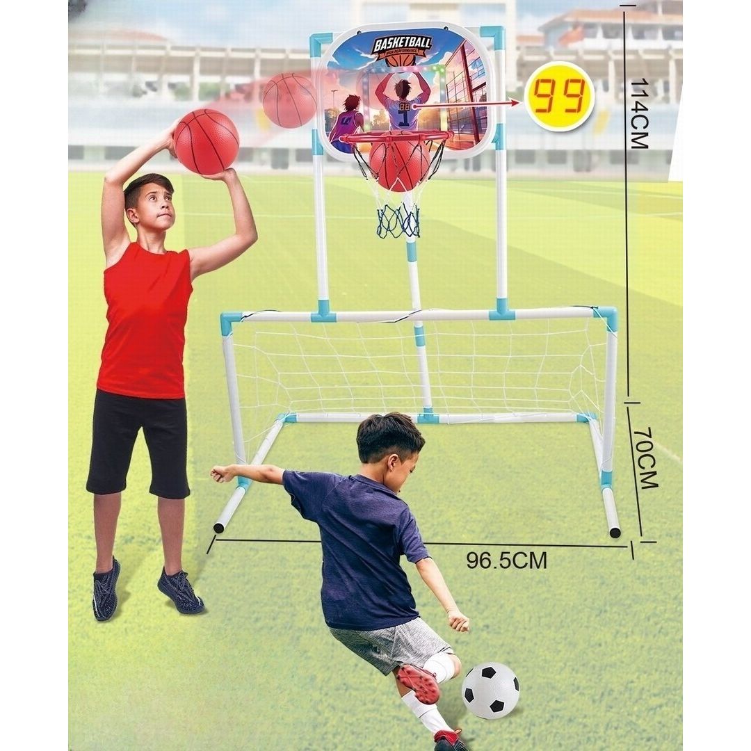 Portable 2in1 Outdoor/Indoor Sports | Football & Basketball Set For Kids