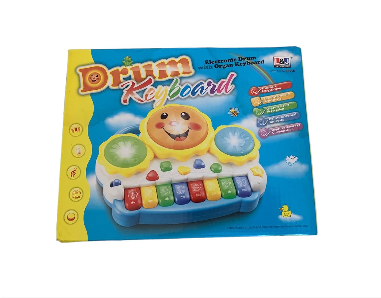 2-in-1 Kids Drum Set & Piano with Lights & Sounds