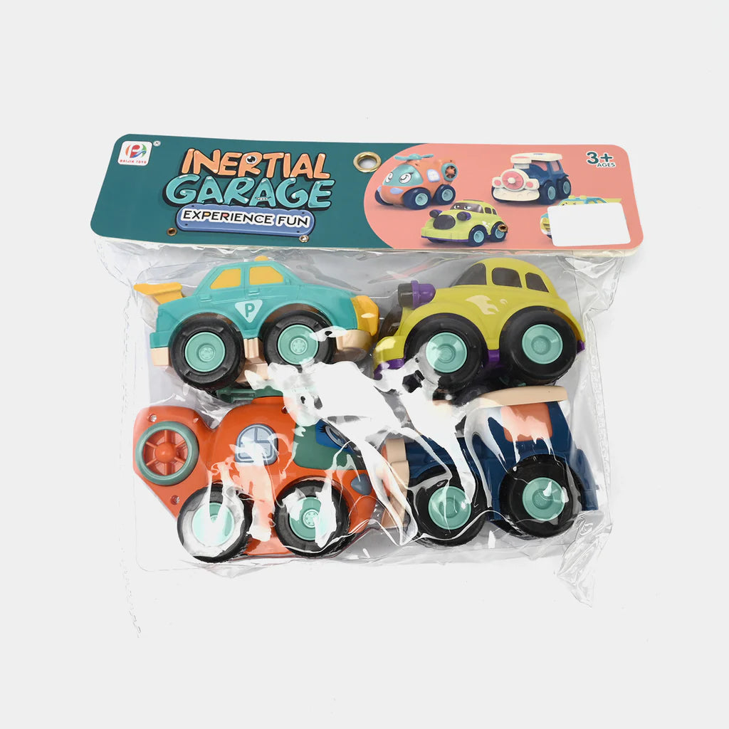 Inertial Garage Toy Car Set with 4 Vehicles