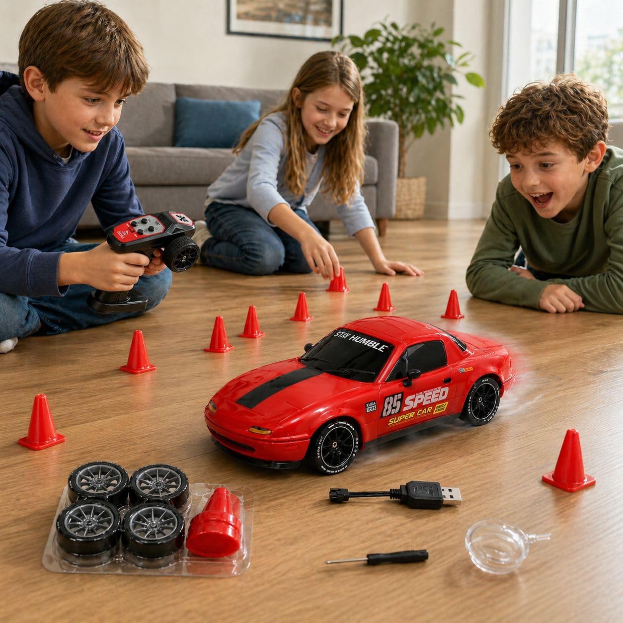 Speed 4WD Drift Racing X RC Car with LED Lights