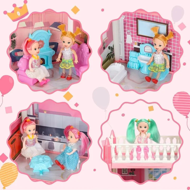 5 Rooms Doll House Villa Playset for Kids | Pretend Play Toy