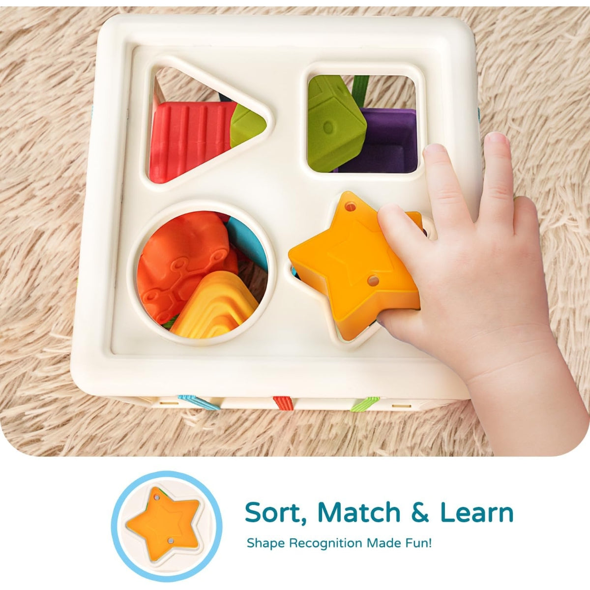 Huanger Shape Sorting Baby Toy with Sensory Blocks