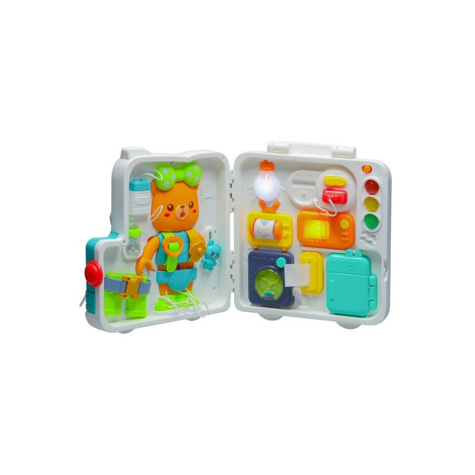 Montessori Busy Board Suitcase With Bear | Sensory 18in1 Interactive Book For Kids