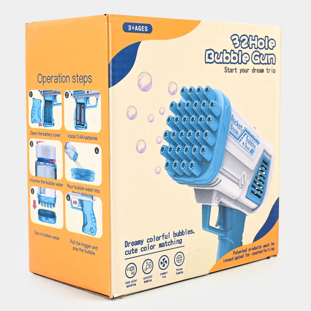 32-Hole Rocket Boom Bubble Gun for Kids