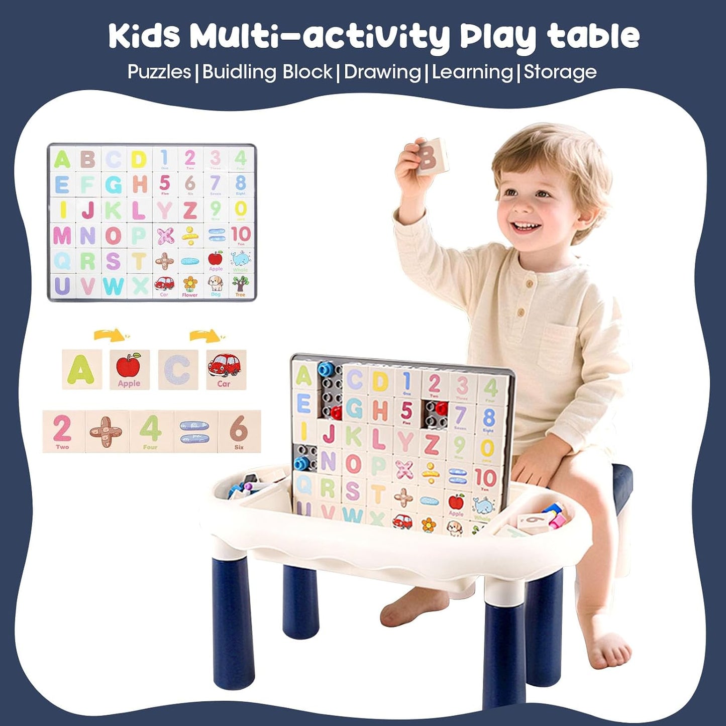 MC346 DIY Puzzle Activity Table with Magnetic Board
