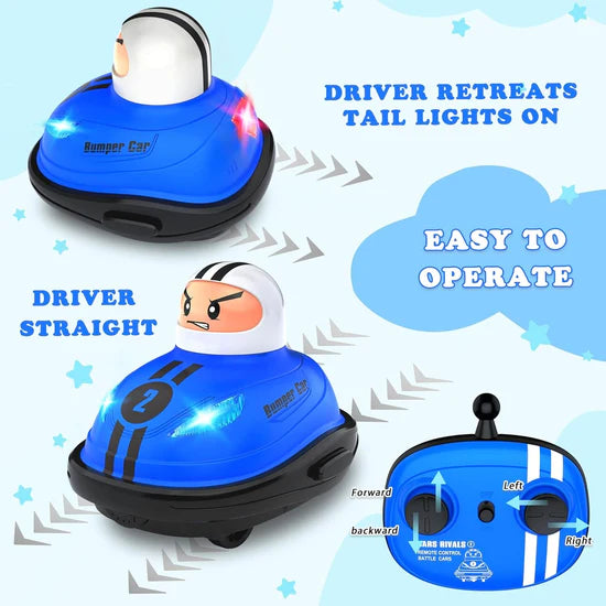 2 Players Remote Control Bumper Cars With Sound Effects & Rechargeable Batteries