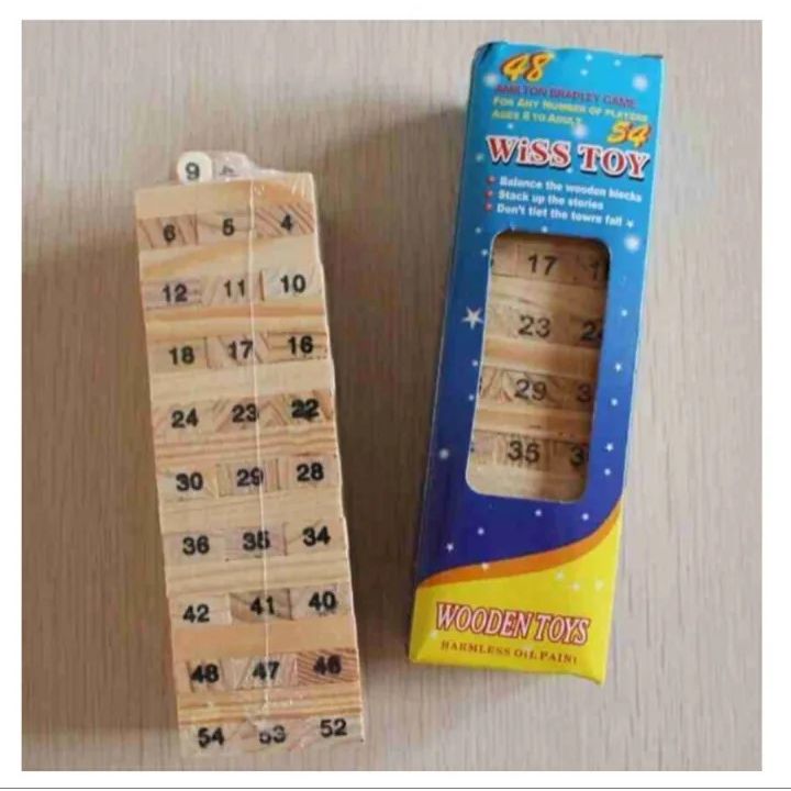 54Pcs Wooden Numbers Jenga Tower Game | Multi-Player Game