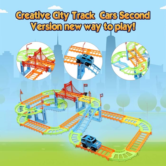 Train Racing Track Rapid Variety Railway Racing Track | 95 Pcs Playset With SUV Toy Cars ...