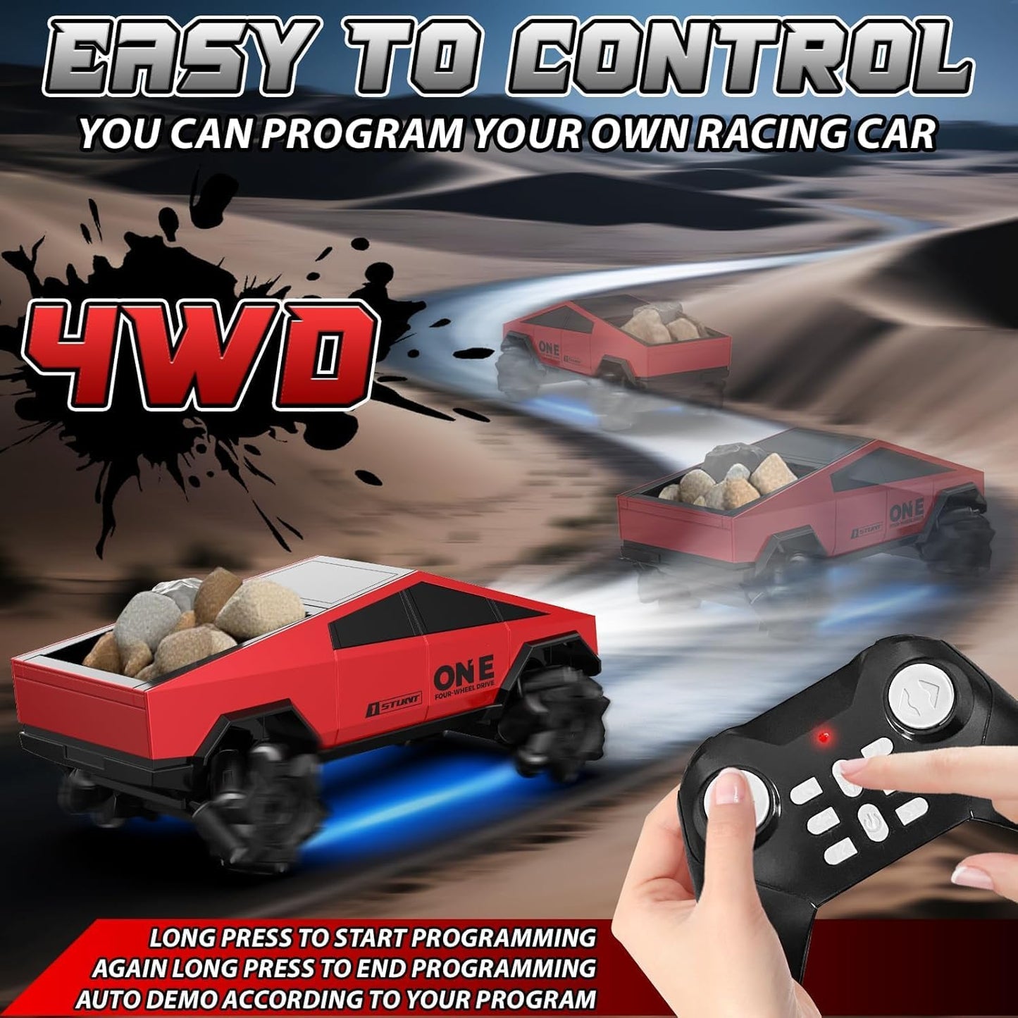 RC Cybertruck Style Stunt Car | Tesla Hand Gesture/Remote Control Drift Car