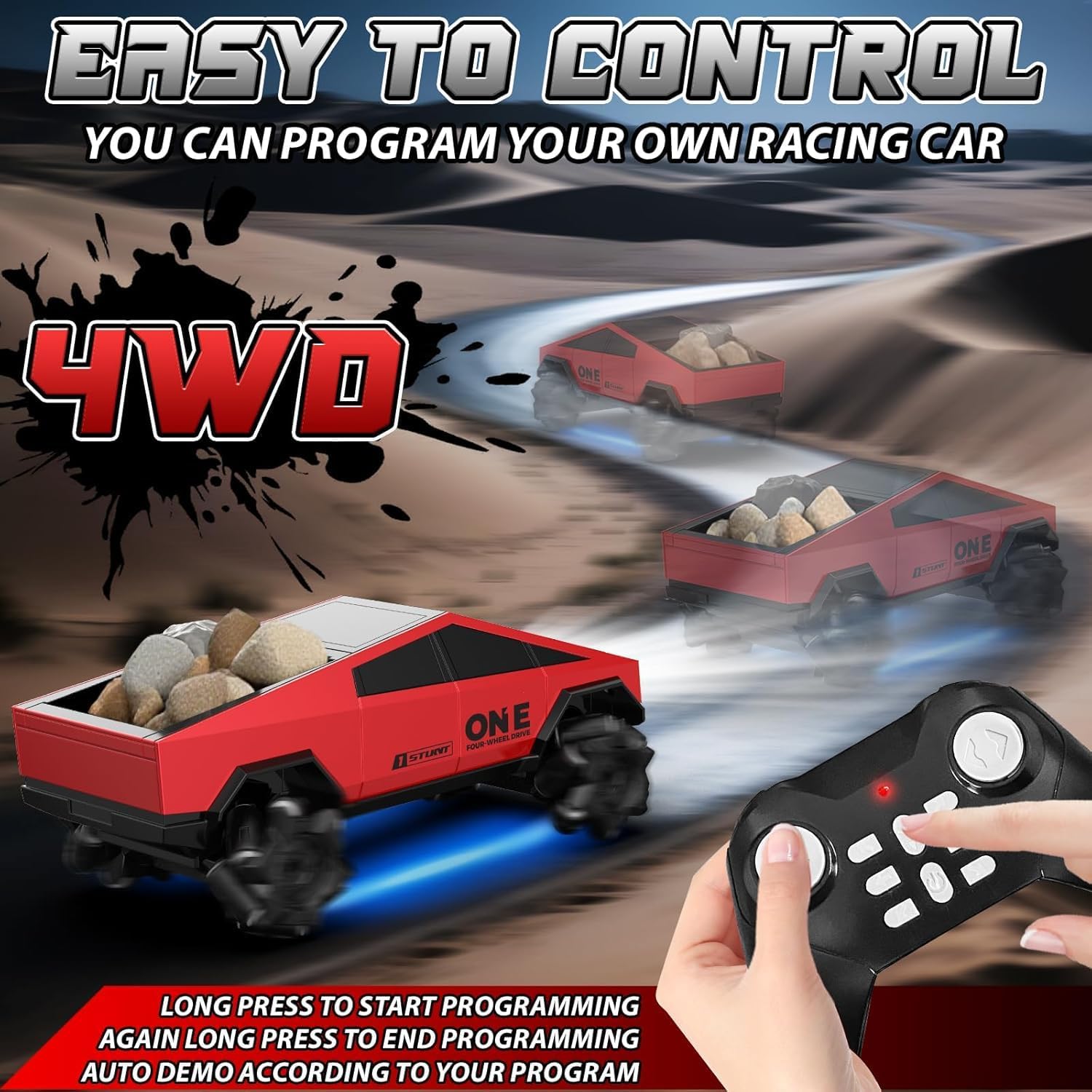 RC Cybertruck Style Stunt Car | Tesla Hand Gesture/Remote Control Drift Car