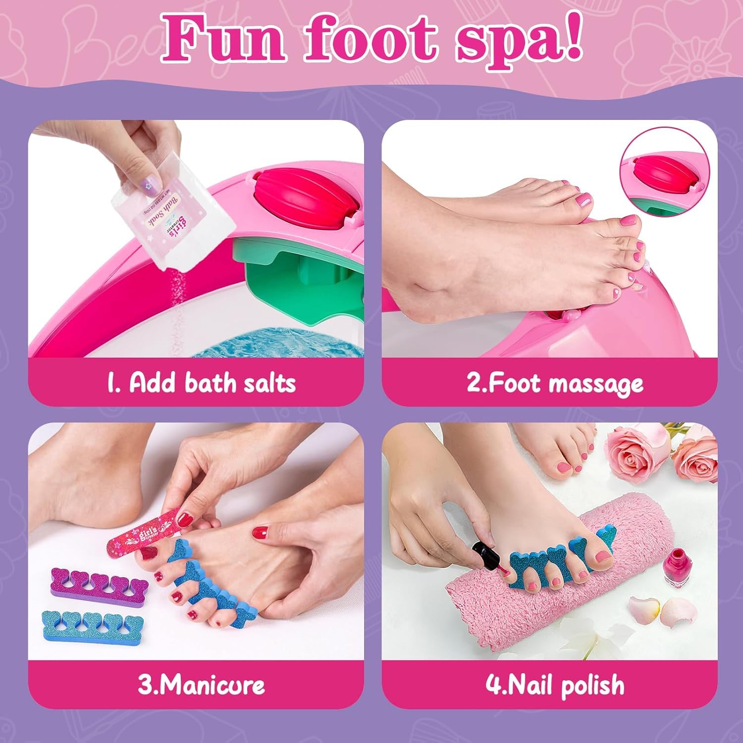Girls Creator | Foot Spa Salon & Pedicure Kit | Nail Polish & Other Accessories