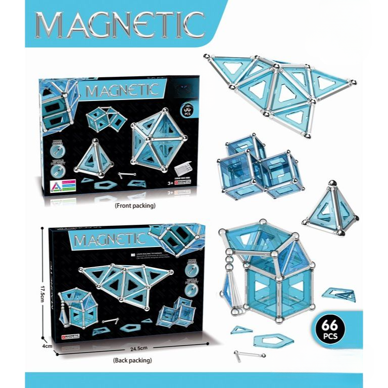 3D Crystal Magnetic Toy Sticks | 66 Pcs Scientific Toy