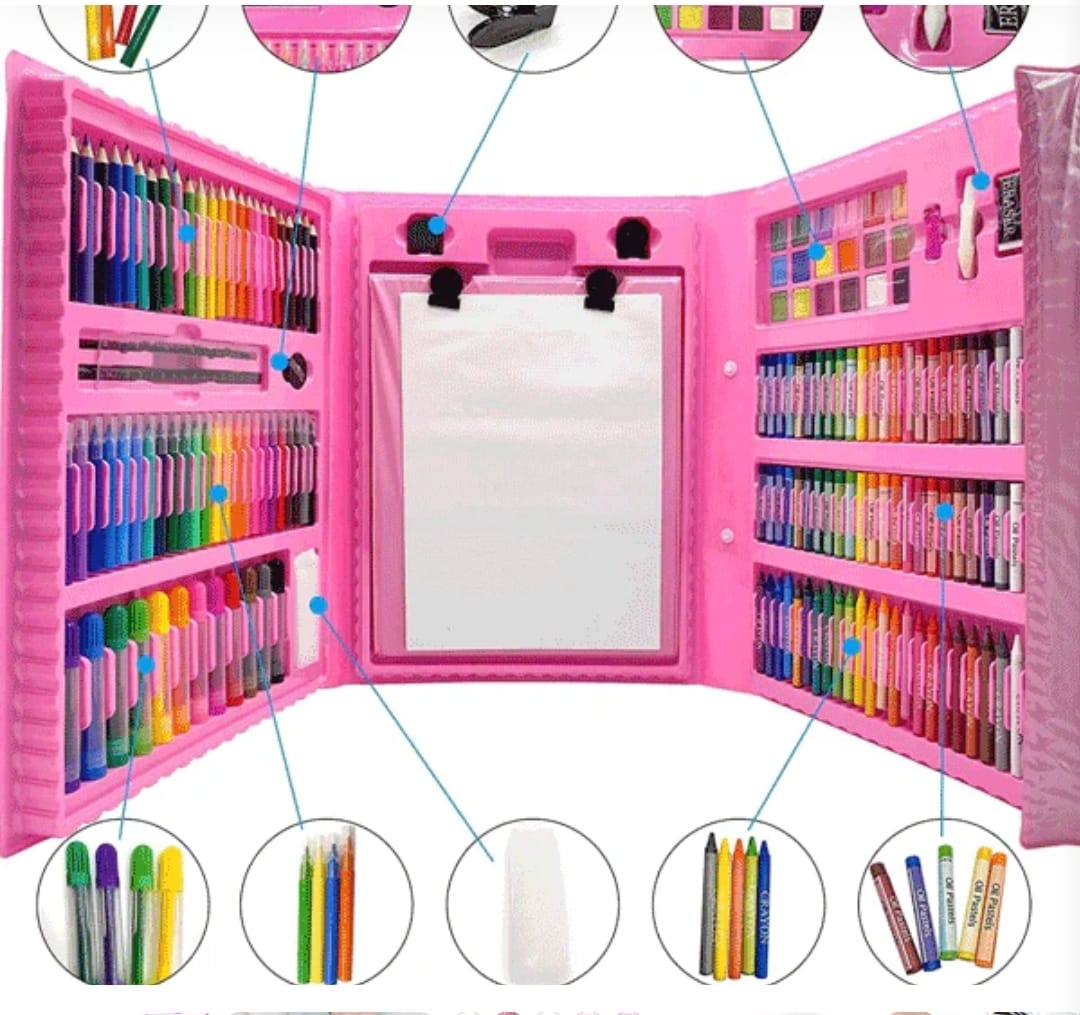 208Pcs Super Mega Art & Drawing Set | Cool Color & Paint Kit For Kids