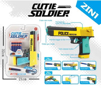 Cutie 2in1 Soldier Soft Bullet Gun | Sticky Dart Pistol Gun & Water Gun