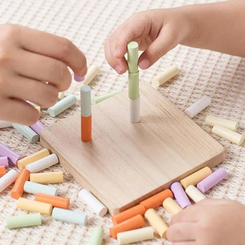 Wooden Color Sorting And Stacking Toy Set | Board Game Math Number Counting Toy