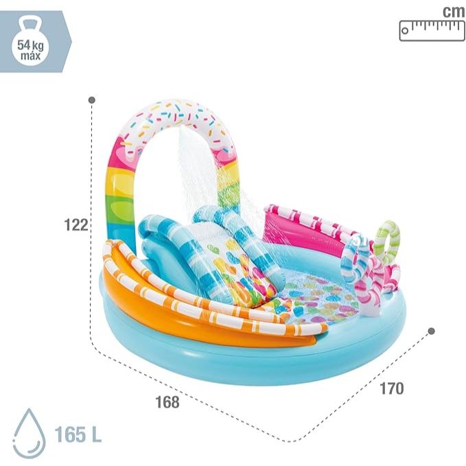 Intex Inflatable Candy Themed Pool For Kids 5ft 5in x 5ft 5in x 4ft