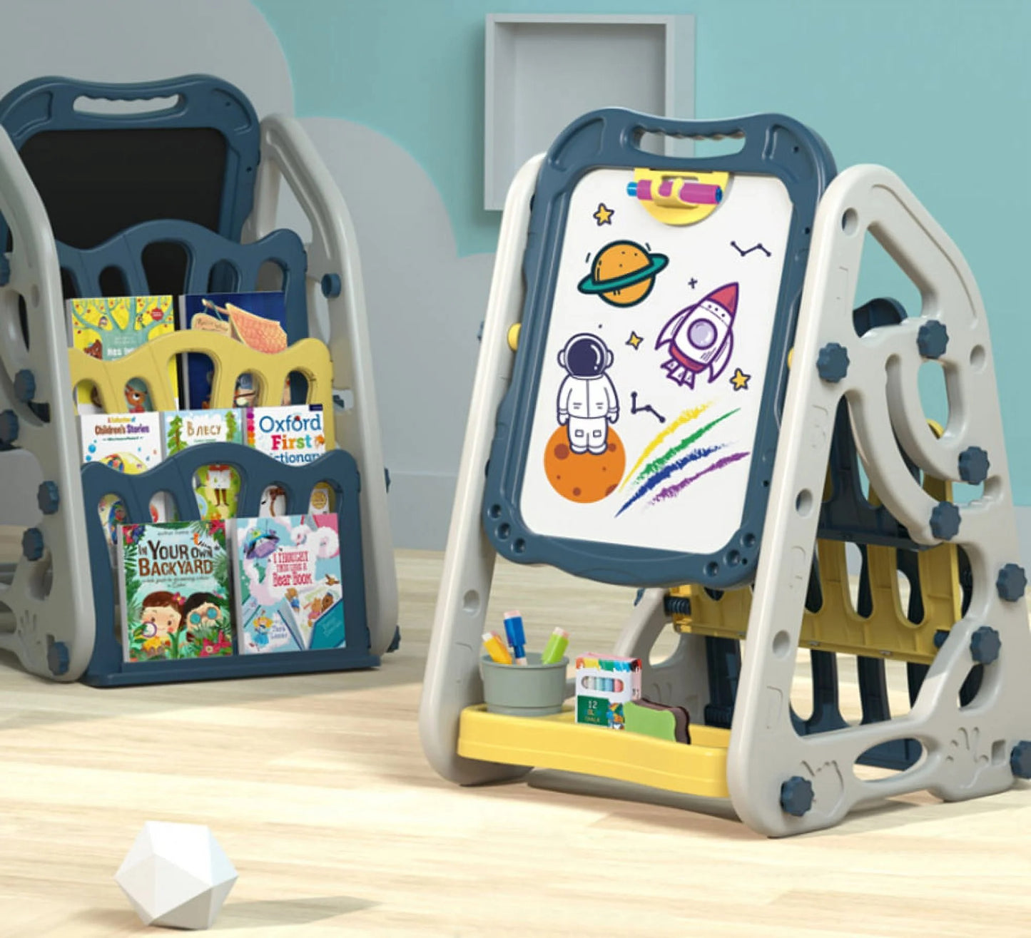 Ultimate 2-in-1 Art Easel for Kids | 35-Piece Drawing Set with Chalkboard, Whiteboard & Storage