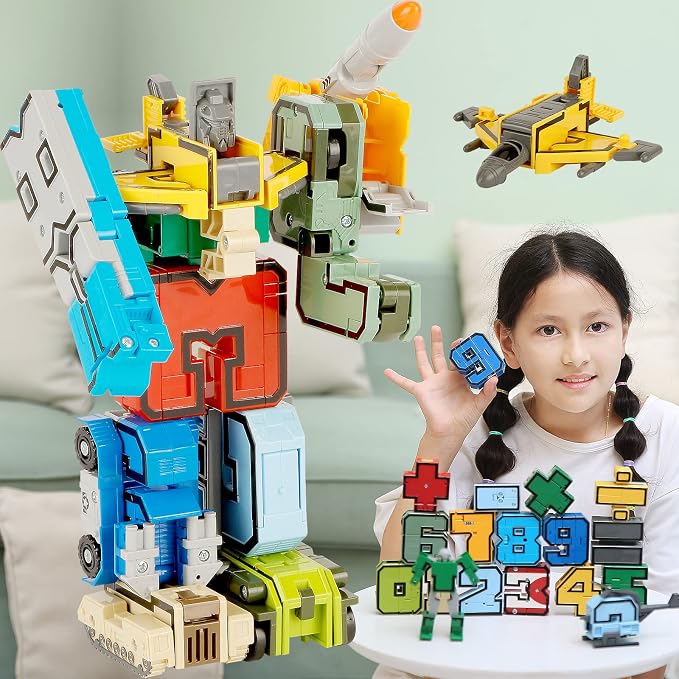 10-Piece Transforming Number Robot Set (0–9)