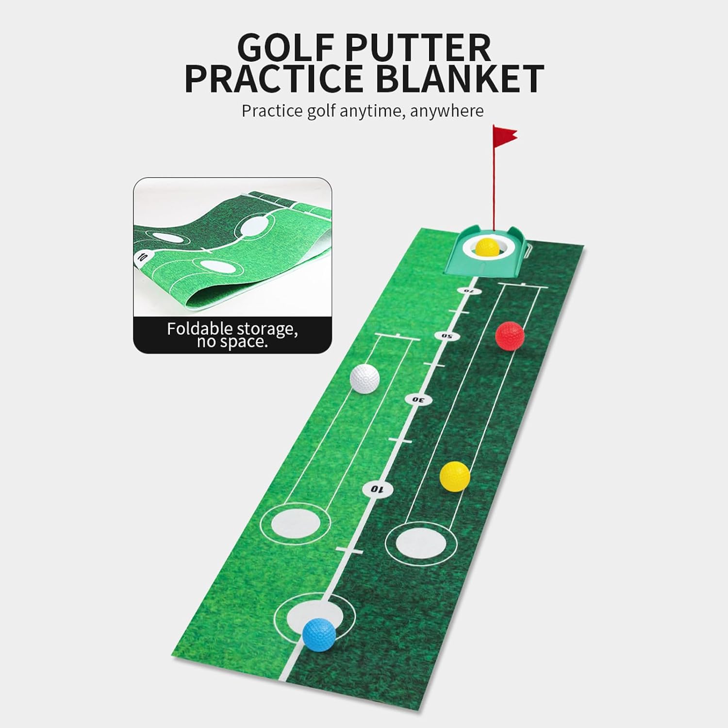 Golf Game Playset with 2M Putting Mat & Balls