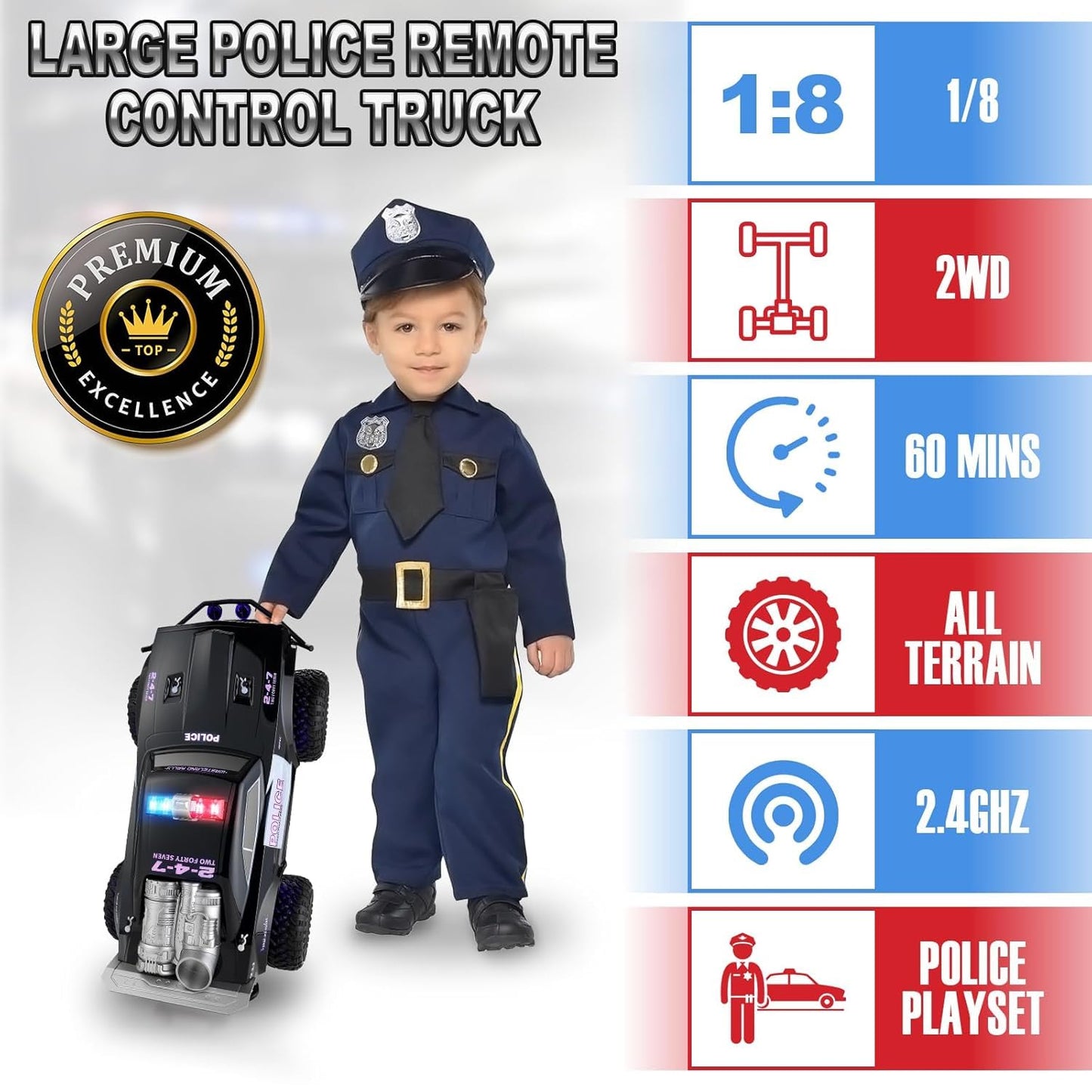 2.4GHz Remote Control Police Themed Rock Crawler With Rechargeable Batteries & Lightning Effects