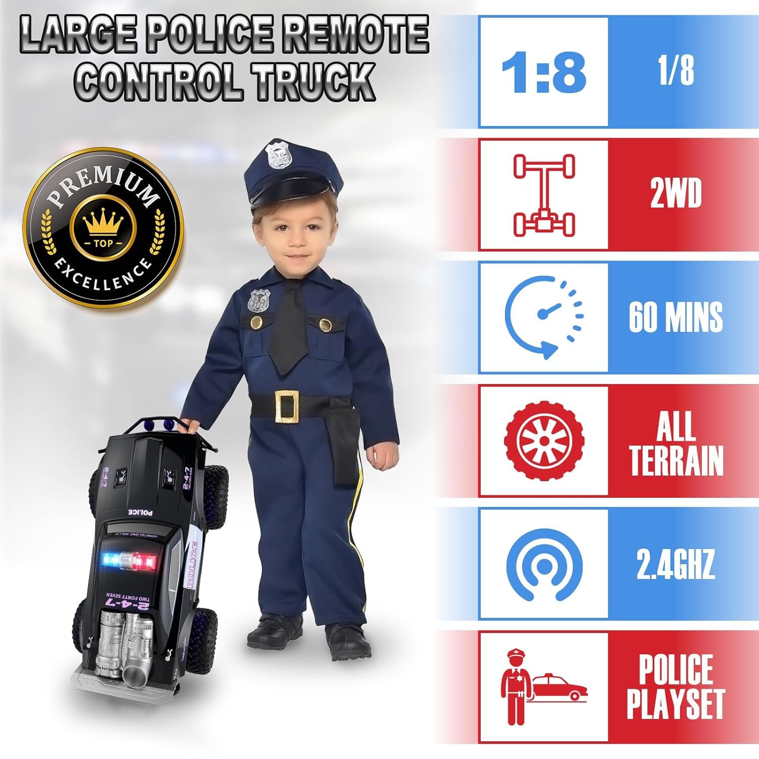 2.4GHz Remote Control Police Themed Rock Crawler With Rechargeable Batteries & Lightning Effects