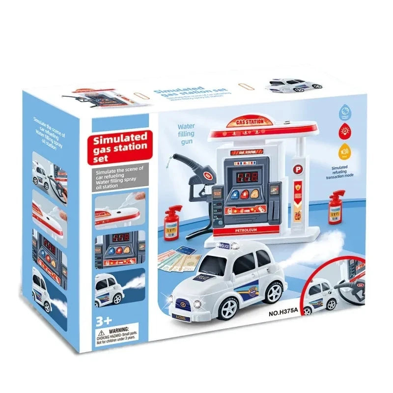 Simulated Gas Station Playset With Car for Kids