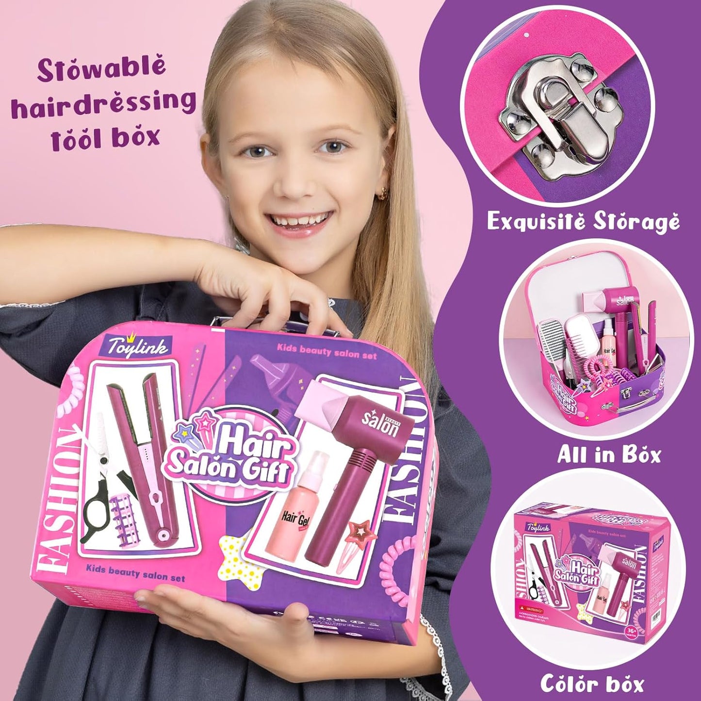 Pink Salon Deluxe Styling Set with Hair Straightener