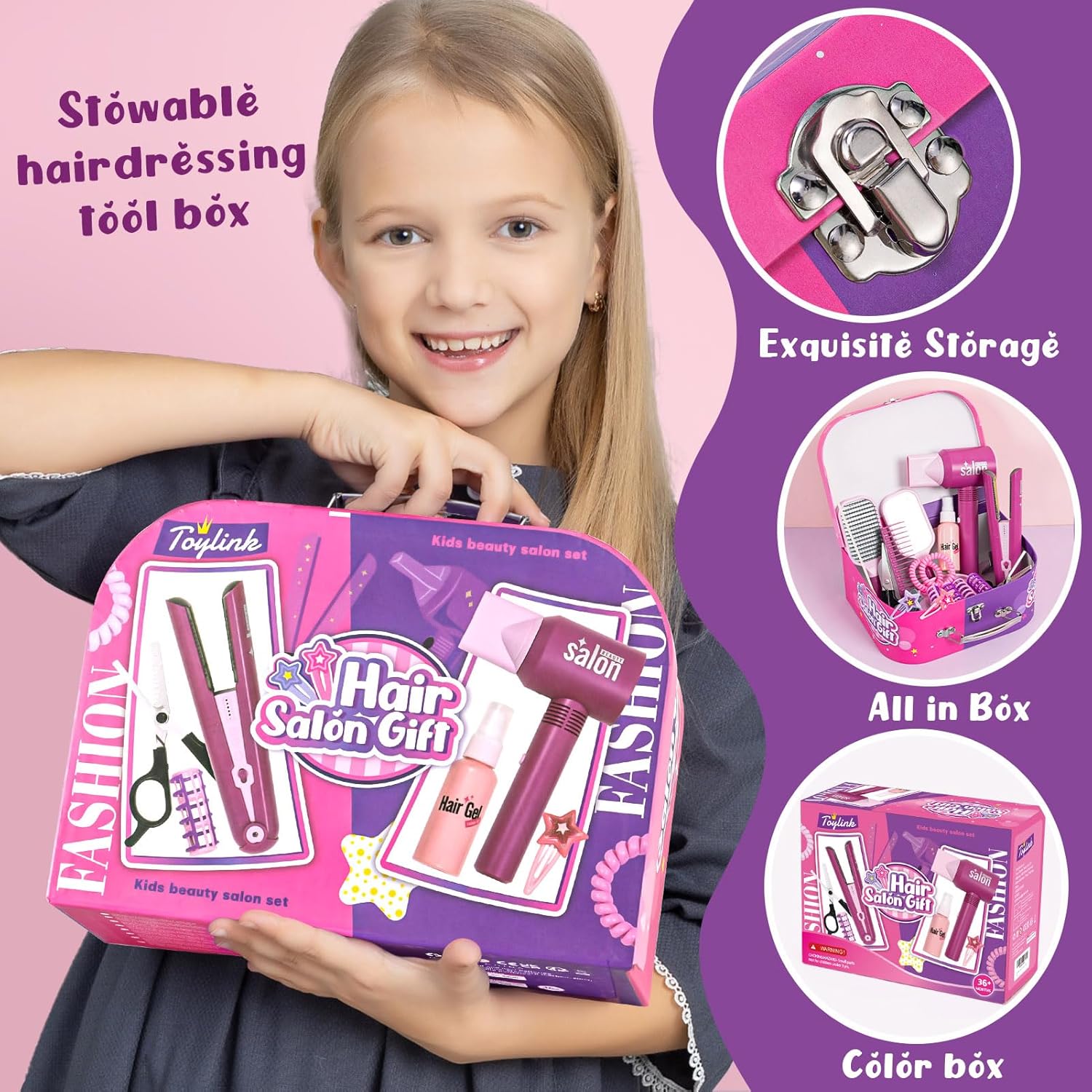 Pink Salon Deluxe Styling Set with Hair Straightener