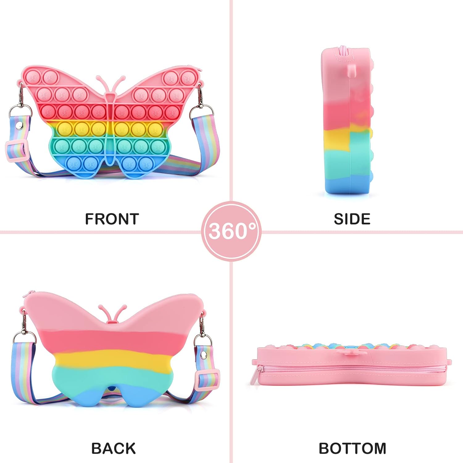 Butterfly Pop It Purse | Fidgety Purse For Girls | Hello Kitty Bag