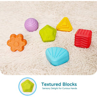Huanger Shape Sorting Baby Toy with Sensory Blocks
