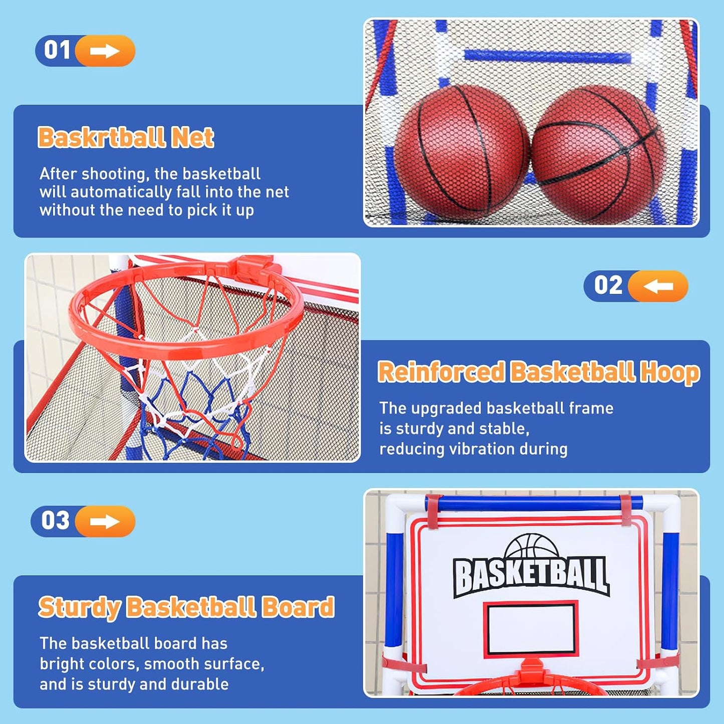 Topi Toys Basketball Set with 2 Hoops & Air Pump