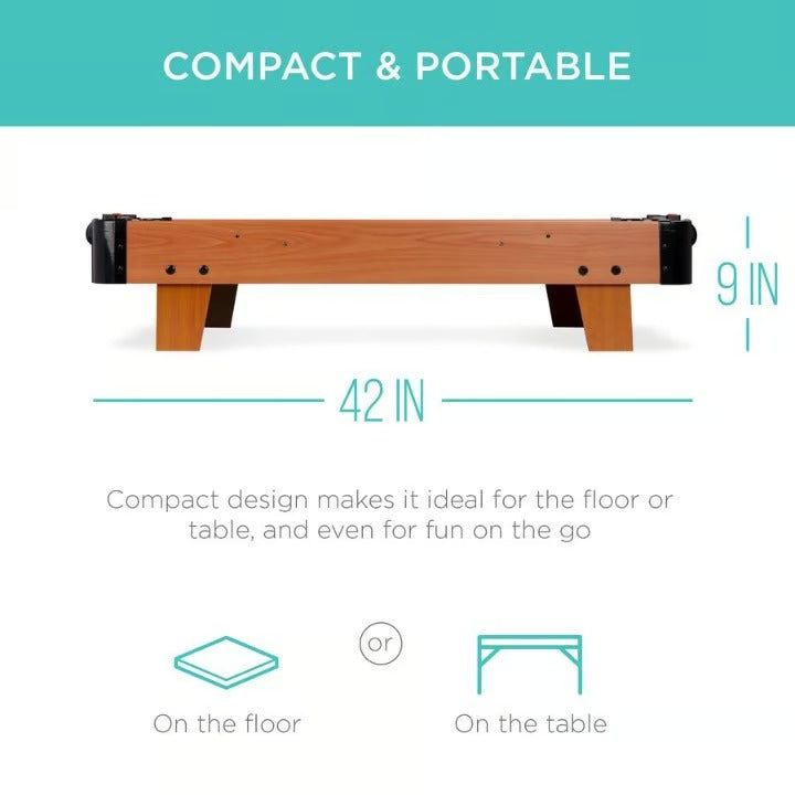 Portable Air Hockey Table Game | Mini Wooden Air Hockey Table | Battery-Powered Indoor Fun