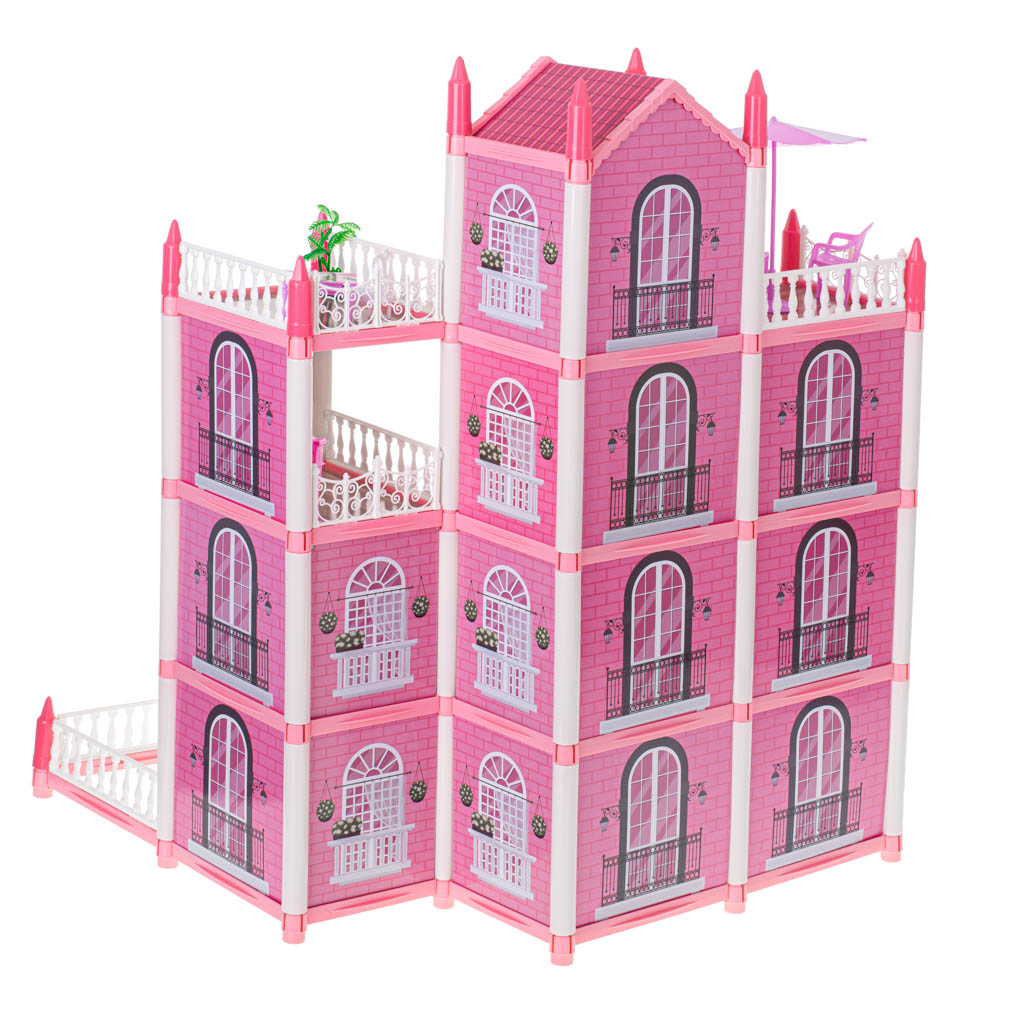 Happy Childhood 4 Story & 11 Room Doll House Playset For Girls