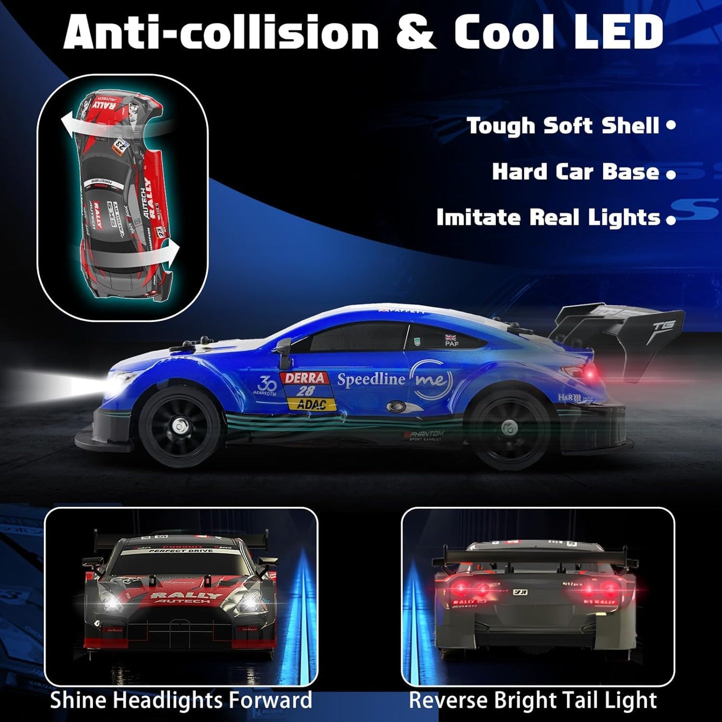 2.4GHz RC Drift Racing Car with Rechargeable Battery & LED