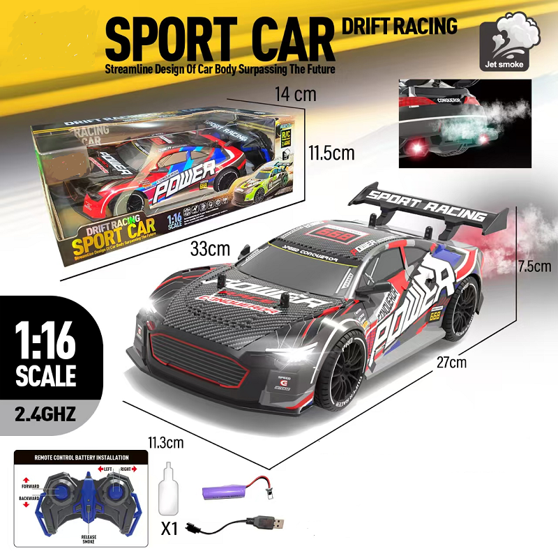 Remote Control Racing Car 1-16 Scale RC Drift Car With Water Spray